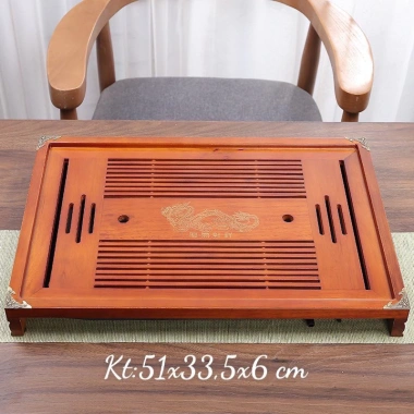 Khay Trà Gỗ Cao Cấp Nẹp Đồng Đựng Nước Giá Ưu Đãi 294.989đ Phù Hợp Ấm Chén