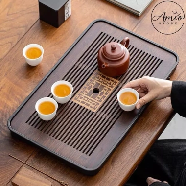 Khay Trà Gỗ Hai Lớp Thoát Nước, Chống ẩm, Hoa Văn Khắc Sang Trọng, Tết 2.026 - 65.000 VND 10