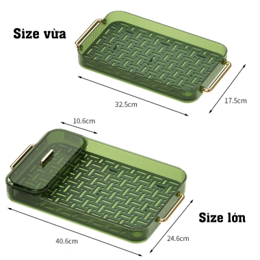 Khay trà & khay úp ly cốc trong suốt DOMES 2 lớp - acrylic cứng cáp, hộp lưu trữ đa năng, giá chỉ 44.100₫