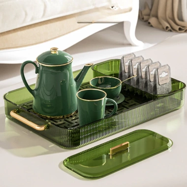 Khay trà & ly 2 lớp acrylic cứng cáp, kèm hộp đựng trà cafe đa năng - Giá 125.000đ 9 Khay trà & ly 2 lớp acrylic cứng cáp, kèm hộp đựng trà cafe đa năng - Giá 125.000đ 9
