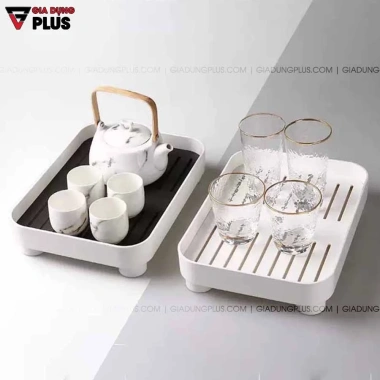Khay trà nhựa chữ nhật 2 lớp ráo nước cao cấp JIANXIA - Khay úp cốc ly nhập khẩu, chống bám bẩn, giá 273.900₫