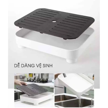 Khay trà nhựa chữ nhật 2 lớp ráo nước cao cấp JIANXIA - Khay úp cốc ly nhập khẩu, chống bám bẩn, giá 273.900₫