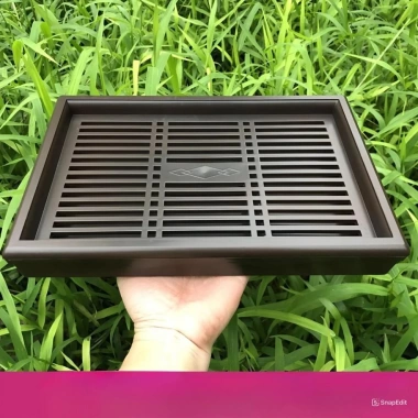 Khay Trà Nhựa Giả Gỗ Cao Cấp Hình Tròn Song Long - Đựng Ấm Chén, Giá 72.000đ