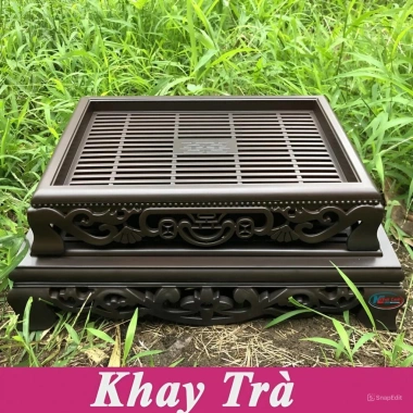 Khay Trà Nhựa Giả Gỗ Cao Cấp Hình Tròn Song Long - Đựng Ấm Chén, Giá 72.000đ