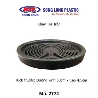 Khay Trà Nhựa Giả Gỗ Cao Cấp Hình Tròn Song Long - Đựng Ấm Chén, Giá 72.000đ