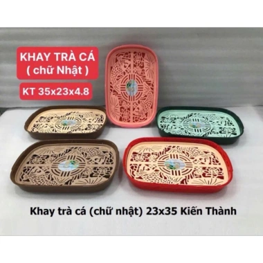 Khay Trà Nhựa Giả Gỗ Hình Hoa Sen Cá Chép Chống Đọng Nước Sang Trọng 49.000đ