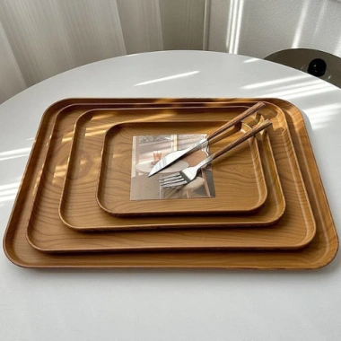 Khay Trà Nhựa Giả Vân Gỗ - Decor Bàn Trà, Đựng Đồ Ăn và Trái Cây, Giá 46.000đ 2