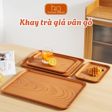 Khay Trà Nhựa Vân Gỗ Đẹp Sang Trọng - Đựng Đồ Ăn, Trái Cây, Trang Trí Bàn Trà - Giá 46.000đ