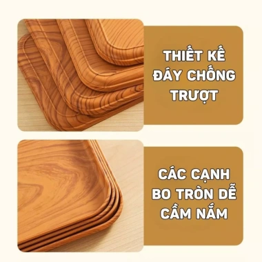 Khay Trà Nhựa Vân Gỗ Đẹp Sang Trọng - Đựng Đồ Ăn, Trái Cây, Trang Trí Bàn Trà - Giá 46.000đ 4 Khay Trà Nhựa Vân Gỗ Đẹp Sang Trọng - Đựng Đồ Ăn, Trái Cây, Trang Trí Bàn Trà - Giá 46.000đ 4
