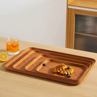 Khay Trà Nhựa Vân Gỗ MAISON – Sang Trọng, Đựng Đồ Ăn, Trái Cây, Giá 46.000₫