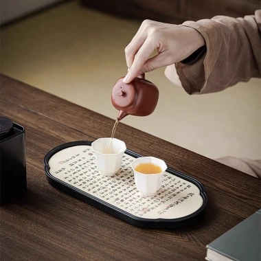 Khay Trà Thuyền Sứ Họa Tiết Đẹp Mắt - Phù Hợp Bàn Trà Đạo Dáng Oval, Giá 86.000₫