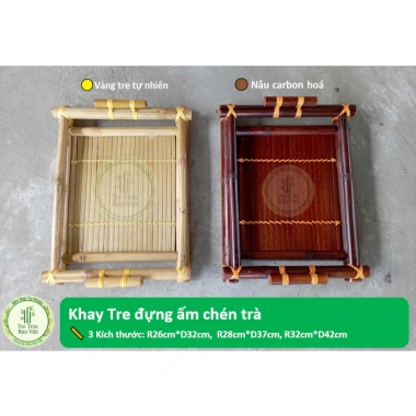Khay tre đựng trà 3 size, 2 màu tự nhiên – Bền chắc, đẹp, giảm giá 81.000₫