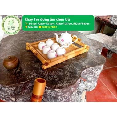 Khay tre đựng trà 3 size, 2 màu tự nhiên – Bền chắc, đẹp, giảm giá 81.000₫