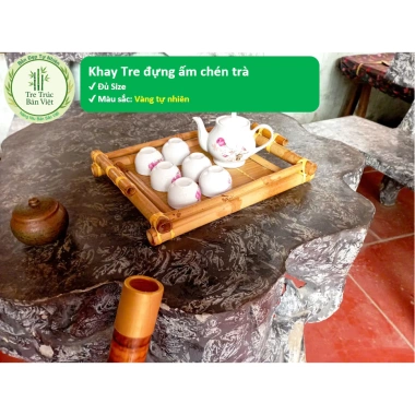Khay tre đựng trà 3 size, 2 màu tự nhiên – Bền chắc, đẹp, giảm giá 81.000₫
