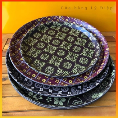 Khay tròn bê chống trượt hoa văn - Phục vụ nhà hàng, quán ăn, bưng cafe, đồ uống - Giá 60.000₫ 3