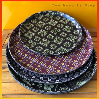 Khay tròn bê chống trượt hoa văn - Phục vụ nhà hàng, quán ăn, bưng cafe, đồ uống - Giá 60.000₫ 5