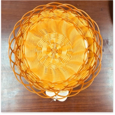 Khay Tròn Nhựa Giả Đan Mây – Đĩa Bày Hoa Quả, Bánh Kẹo, Màu Đẹp, Giá 22.000₫