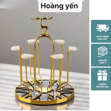 Khay Úp Cốc Ly Xoay Tròn Inox Sang Trọng Phong Cách Hoàng Gia - 189.000đ