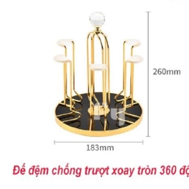 Khay Úp Cốc Ly Xoay Tròn Inox Sang Trọng Phong Cách Hoàng Gia - 189.000đ