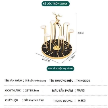 Khay Úp Cốc Ly Xoay Tròn Inox Sang Trọng Phong Cách Hoàng Gia - 189.000đ