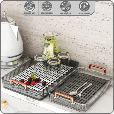 Khay úp ly cốc 2 lớp tay cầm nhựa PET nguyên sinh - Tiết kiệm, bền bỉ, giá chỉ 87.080₫