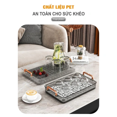 Khay úp ly cốc 2 lớp tay cầm nhựa PET nguyên sinh - Tiết kiệm, bền bỉ, giá chỉ 87.080₫