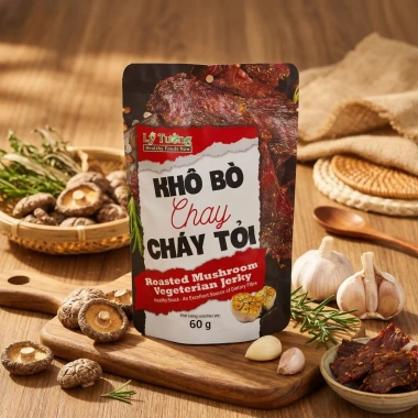 Khô Bò Chay Cháy Tỏi Lý Tưởng 60g - Nấm Hương Khô Hương Vị Bò Tự Nhiên, Giá Ưu Đãi 31.900₫ 2