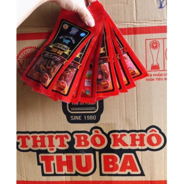 Khô bò Thu Ba xé sợi 10g - Gói 10, Giá ưu đãi 73.000đ, thơm ngon, giòn tan