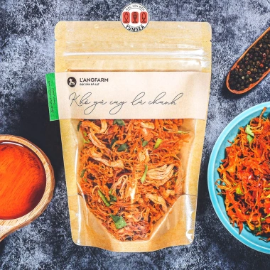 Khô gà cay lá chanh L'angfarm 78k giảm còn 65k - Gà giòn cay thơm, ăn liền tay
