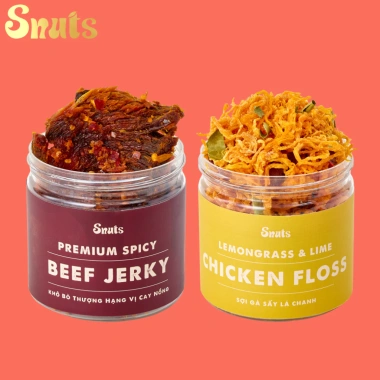 Khô Gà & Khô Bò Thượng Hạng 100g - Gà Cay Lá Chanh, Bò Đậm Đà, Snuts 79.000₫