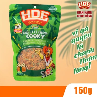Khô Gà Lá Chanh Cooky 150g Giòn Dai 100% Thịt Gà Tươi - Giá 65.000 HDF Foods 3 Khô Gà Lá Chanh Cooky 150g Giòn Dai 100% Thịt Gà Tươi - Giá 65.000 HDF Foods 3