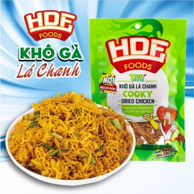 Khô Gà Lá Chanh Cooky 25g - Giòn dai 100% thịt gà tươi, chỉ 11.500đ, Đồ ăn vặt cao cấp HDF Foods