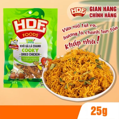 Khô Gà Lá Chanh Cooky 25g - Giòn dai 100% thịt gà tươi, chỉ 11.500đ, Đồ ăn vặt cao cấp HDF Foods