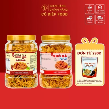 Khô Gà Lá Chanh và Bơ Tỏi Loại 1 - Lon 250g/300g, Hũ 500g, Đầy Đủ Hồ Sơ và Kiểm Nghiệm, Giá 72.000