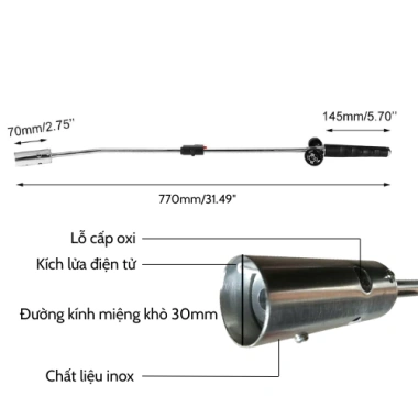 Khò gas mini nướng BBQ, làm vườn - Kích lửa điện tử thông minh, an toàn, giá 445k