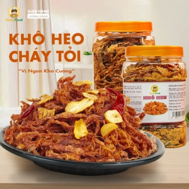 Khô heo cháy tỏi Tasty Food 500g - Hũ vuông giòn thơm, giảm giá 250k, ngon, ăn nhẹ