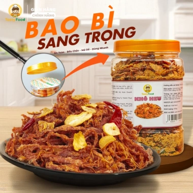Khô heo cháy tỏi Tasty Food 500g - Hũ vuông giòn thơm, giảm giá 250k, ngon, ăn nhẹ
