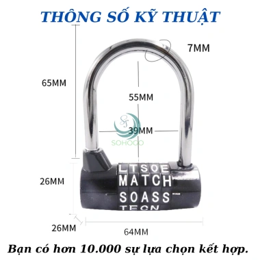 Khóa chữ cái 5 số an toàn - Chỉ 139.000đ, giảm từ 173.750đ, bảo vệ vali, balo, tủ 3