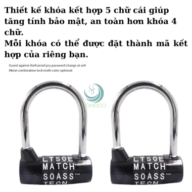 Khóa chữ cái 5 số an toàn - Chỉ 139.000đ, giảm từ 173.750đ, bảo vệ vali, balo, tủ 4