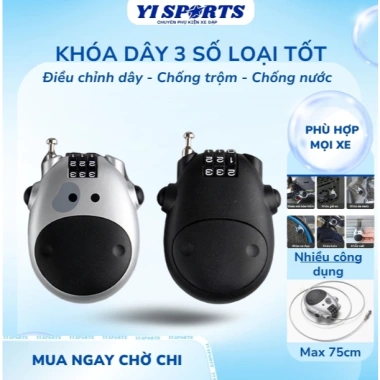 Khóa Dây 3 Số cho Xe Đạp Chống Trộm Điều Chỉnh Dây Vali Balo 99.000 VND