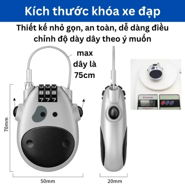 Khóa Dây 3 Số cho Xe Đạp Chống Trộm Điều Chỉnh Dây Vali Balo 99.000 VND 3