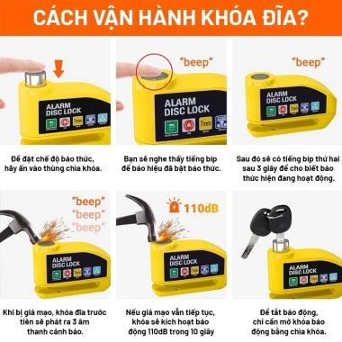 Khóa điạ xe máy TAYO - Bảo vệ phanh đĩa, báo động chống trộm, chỉ 90.000đ 3