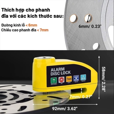 Khóa điạ xe máy TAYO - Bảo vệ phanh đĩa, báo động chống trộm, chỉ 90.000đ 5