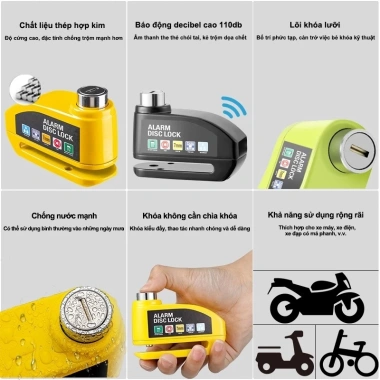 Khóa điạ xe máy TAYO - Bảo vệ phanh đĩa, báo động chống trộm, chỉ 90.000đ 6