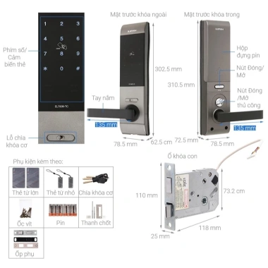 Khoá điện tử Hafele EL7.500-TC 912.05.716 - Thiết kế nhỏ sang trọng, giá 8.129.000₫ 5