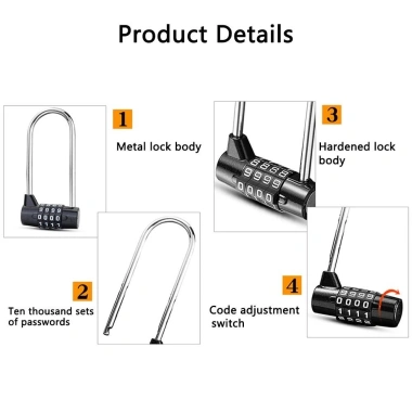 Khóa kéo dài 3/4 chữ số, còng khóa gym, cửa, vali - Mã khóa chống trộm, 112.376đ 5 Khóa kéo dài 3/4 chữ số, còng khóa gym, cửa, vali - Mã khóa chống trộm, 112.376đ 5