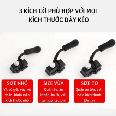 Khóa Kéo Thay Thế Đa Năng 3 Kích Cỡ - Phụ Kiện Móc Khóa Quần Áo Cao Cấp MK02 3