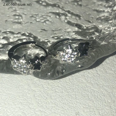 Khóa tai Retro Zircon Pha lê Pentagram Ngôi sao - Bông tai nữ thời trang, quà tặng 40k