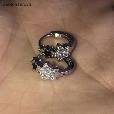 Khóa tai Retro Zircon Pha lê Pentagram Ngôi sao - Bông tai nữ thời trang, quà tặng 40k