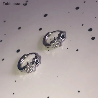 Khóa tai Retro Zircon Pha lê Pentagram Ngôi sao - Bông tai nữ thời trang, quà tặng 40k